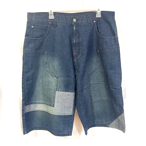 NBN Gear Other - NBN Gear NWT Denim Shorts Size 38 Blue Patchwork Skater Grunge Hip Hop